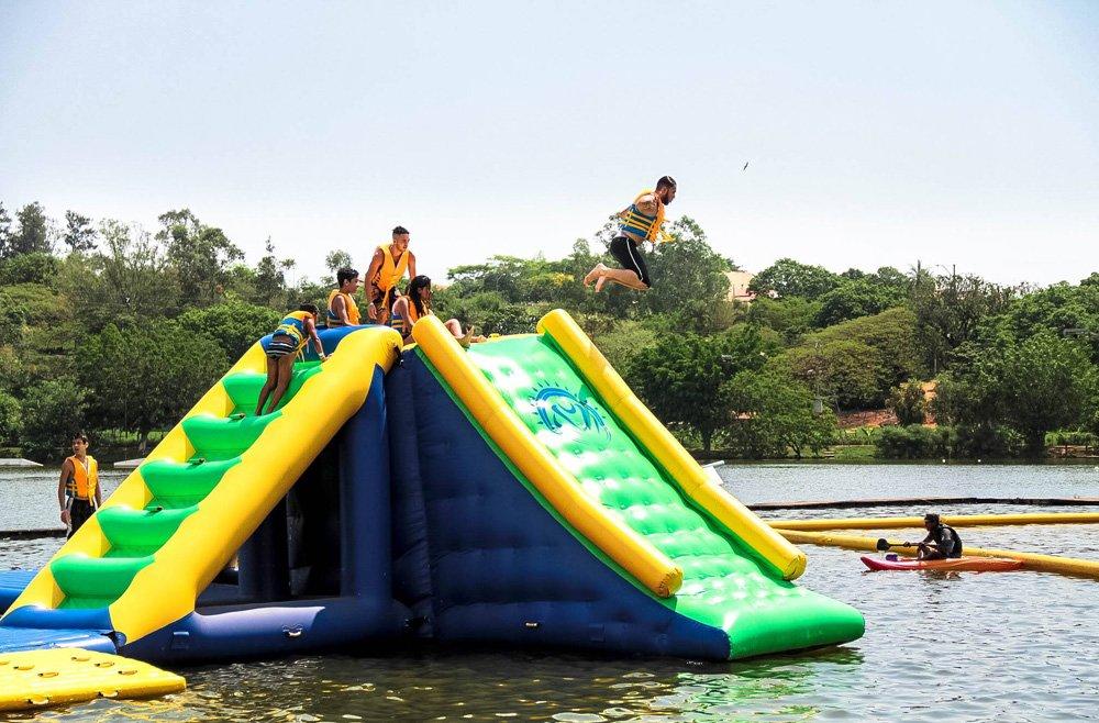 playground trampoline certiifcate inflatable water park for adults Bouncia manufacture