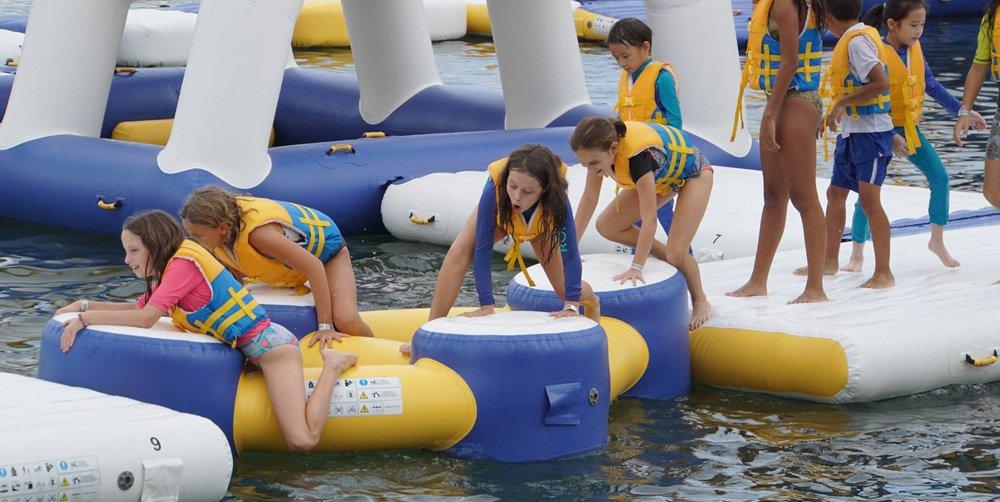Custom water inflatable floating water park mini Bouncia