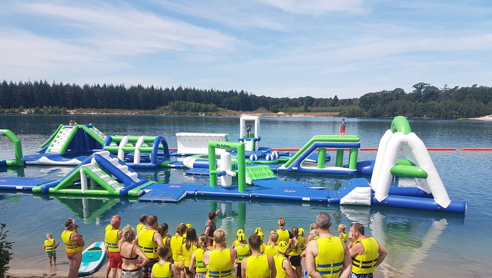 inflatable water park on lake near me