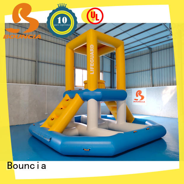 Bouncia ramp inflatable floating slide for lake manufacturers for kids